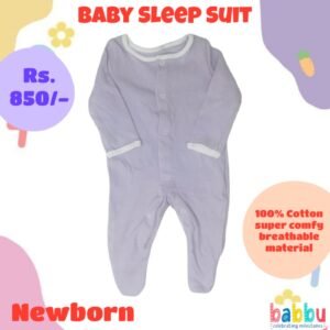 Sleep suits Newborn - Brushed Purple with White Border