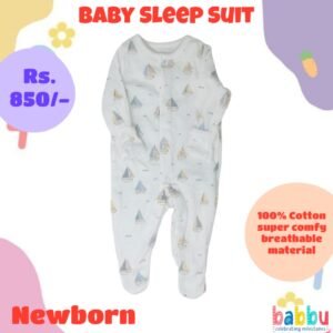 Sleep suits Newborn - White with Sail Boats
