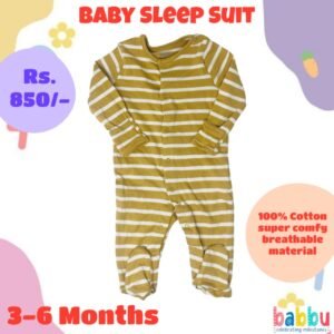 Sleep suits 3-6 Months - Mustard and White Stripes