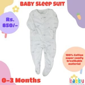 Sleep suits 0-3 Months - Grey Clouds and Small Plane