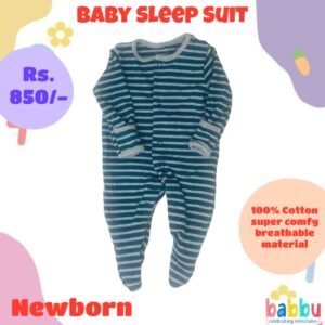 Sleep suits Newborn - Green with Grey Stripes