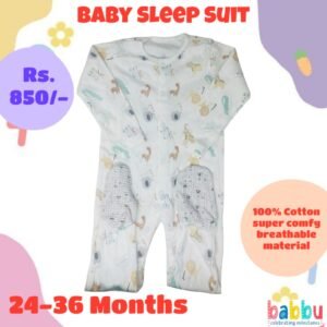 Sleep suits 24-36 Months - White with Animals