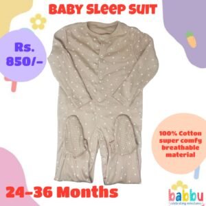 Sleep suits 24-36 Months - Brown with White Stars
