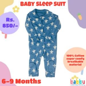 Sleep suits 6-9 Months - Blue with White Stars