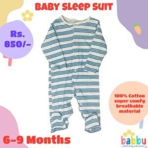 Sleep suits 6-9 Months - Green and White Stripes