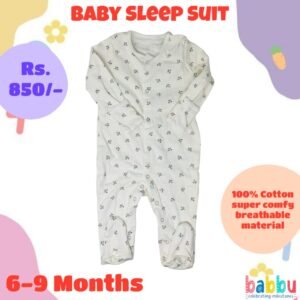 Sleep suits 6-9 Months - Small Brown Flowers