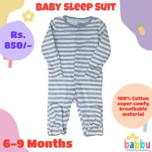 Sleep suits 6-9 Months - Light Blue and White Stripes