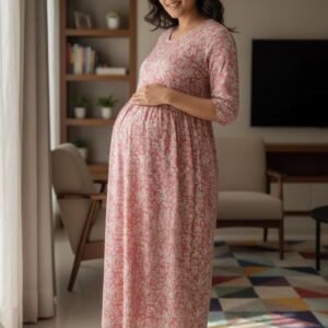 Maternity Gown - Pink Floral XXL