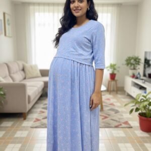 Maternity Gown - Blue Floral L