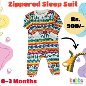 Zipper Sleep suits 0-3 Months - Multi Colour Christmas Print