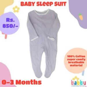 Sleep suits 0-3 Months - Brushed Purple with White Border