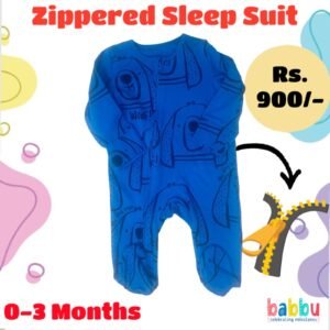 Zipper Sleep suits 0-3 Months - Blue with Doggy Faces
