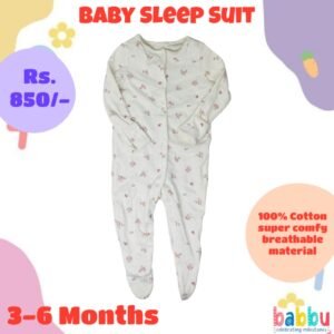 Sleep suits 3-6 Months - Small Pink Flower Bunches