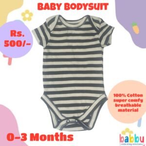 Bodysuits 0-3 Months - Black and Beige Stripes
