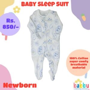 Sleep suits Newborn - White with Blue Flowers