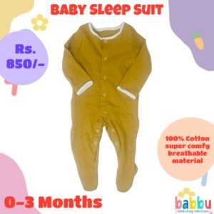 Sleep suits 0-3 Months - Brown with White Border