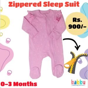 Zipper Sleep suits 0-3 Months - Pink with hearts