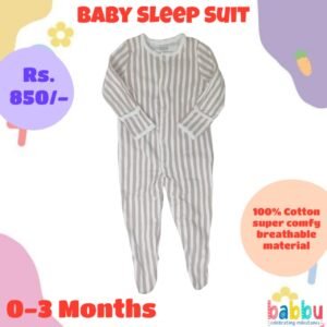 Sleep suits 0-3 Months - Brown and Beige Vetical Stripes