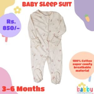 Sleep suits 3-6 Months - Baby Pink with Flowers