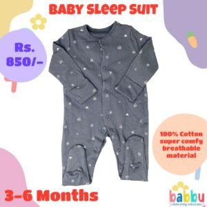 Sleep suits 3-6 Months - Brushed Black with White Rainbows