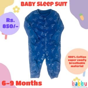 Sleep suits 6-9 Months - Blue with Dinos