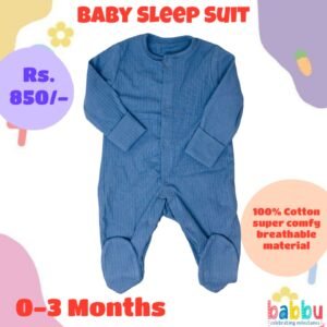 Sleep suits 0-3 Months - Blue Textured