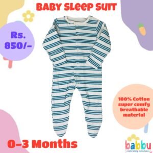 Sleep suits 0-3 Months - Green Stripes