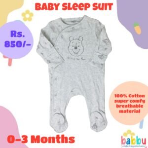 Sleep suits 0-3 Months - Grey with Phoo Face