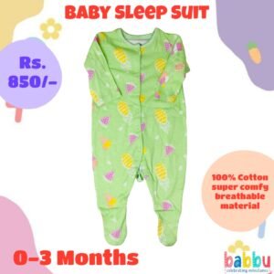 Sleep suits 0-3 Months - Green with Pineapple