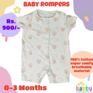Rompers 0-3 Months - White with Seashells