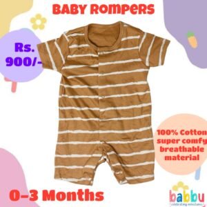 Rompers 0-3 Months - Brown and White Stripes
