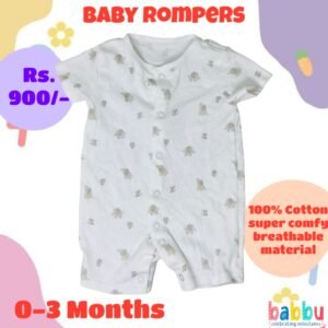 Rompers 0-3 Months - Small Grey Animals