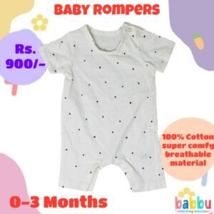Rompers 0-3 Months - White with Blue Hearts