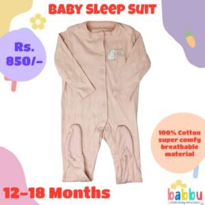 Sleep suits 12-18 Months - Light Pink with Bear