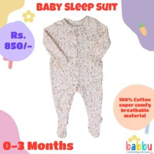 Sleep suits 0-3 Months - Small Pink Flowers