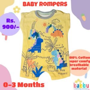 Rompers 0-3 Months - Yellow with Dino