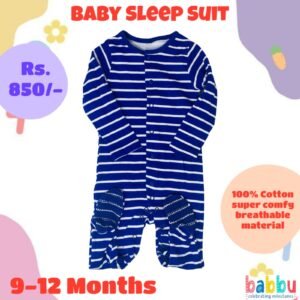 Sleep suits 9-12 Months - Blue and White Stripes