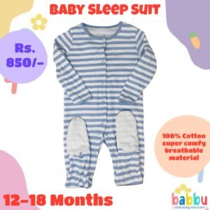 Sleep suits 12-18 Months - Light Blue and White Stripes