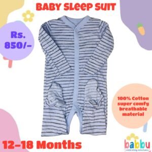 Sleep suits 12-18 Months - Blue and Black Stripes