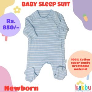 Sleep suits Newborn - Textured Ice Blue Stripes