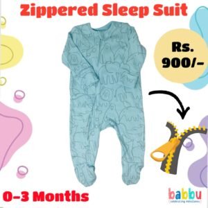 Zipper Sleep suits 0-3 Months - Teal Animals