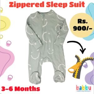 Zipper Sleep suits 3-6 Months - Teal with Smiley Face