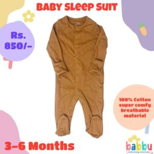 Sleep suits 3-6 Months - Brown with Blue Stars