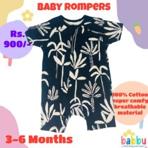 Rompers 3-6 Months - Black with White Trees