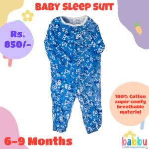 Sleep suits 6-9 Months - Blue with Flowers