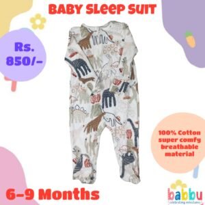 Zipper Sleep suits 6-9 Months - White Dinos
