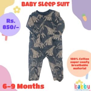 Zipper Sleep suits 6-9 Months - Black Dinos