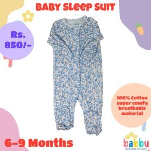 Sleep suits 6-9 Months - Blue with Flowers