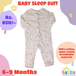 Sleep suits 6-9 Months - White with Pink Flowers