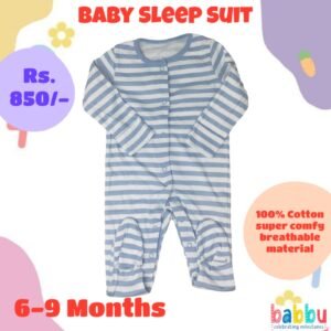 Sleep suits 6-9 Months - White and Blue Stripes